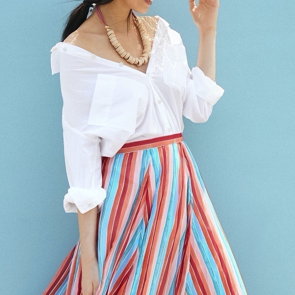 NWT Anthropologie Maeve Claremont Pleated Midi Skirt, Size Medium - Picture 7 of 12